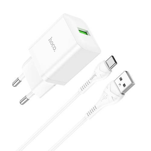 Сетевое зарядное устройство, 1 USB 3.0 QC (N26), HOCO, Type-C, белый