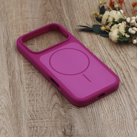 Чехол-накладка для iPhone 17 Pro, Silicon Case, магнитный (MagSafe), с дизайном, без лого, X-CASE, винный