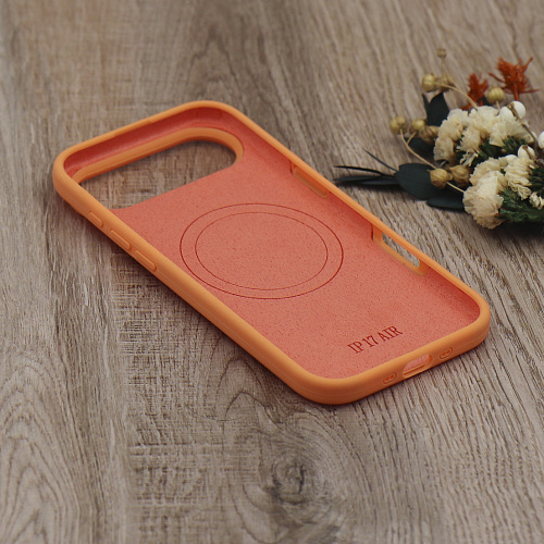Чехол-накладка для iPhone 17 Air, Silicon Case, магнитный (MagSafe), без лого, X-CASE, оранжевый