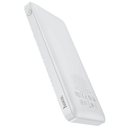 Универсальный Доп. Аккумулятор 10000mAh, J72, HOCO, 2 USB (5V/2.0A), белый