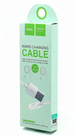USB дата кабель Lightning, HOCO, X1 (2 штуки,комплект), белый