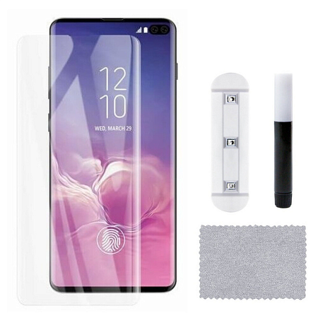 Защитное стекло на Samsung Galaxy S10 Plus, ультрафиолет, прозрачное, X-CASE
