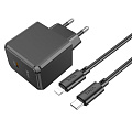 Сетевое зарядное устройство, 1 PD 20W (CS13A), HOCO, Type-C to Lightning, черный