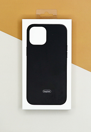 Чехол-накладка для iPhone 14 Pro, экокожа, магнитный (MagSafe), черный
