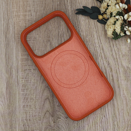 Чехол-накладка для iPhone 17 Pro Max, Silicon Case, магнитный (MagSafe), с дизайном, без лого, X-CASE, оранжевый