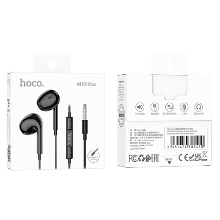 Проводные наушники M101 Max, Crystal grace wire-controled digital earphones with microphone, HOCO, черные