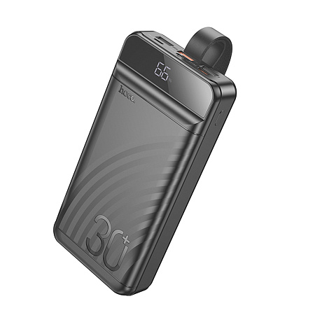 Универсальный Доп. Аккумулятор 30000mAh, J123B, HOCO, выход: 1 USB-A 22.5W, 1 PD 20W, с дисплеем, черный