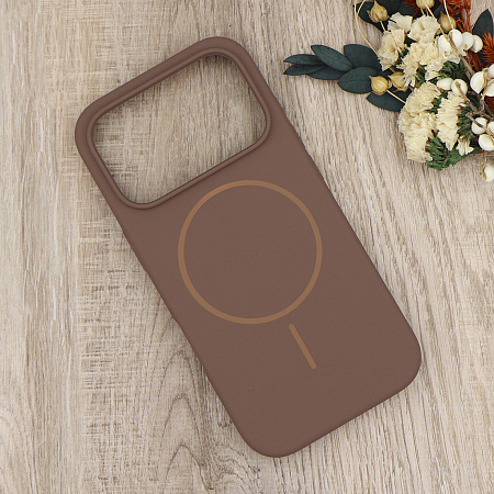 Чехол-накладка для iPhone 17 Pro, Silicon Case, магнитный (MagSafe), без лого, X-CASE, коричневый