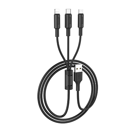 USB дата кабель Lightning+Micro+Type-C, X25, HOCO, черный