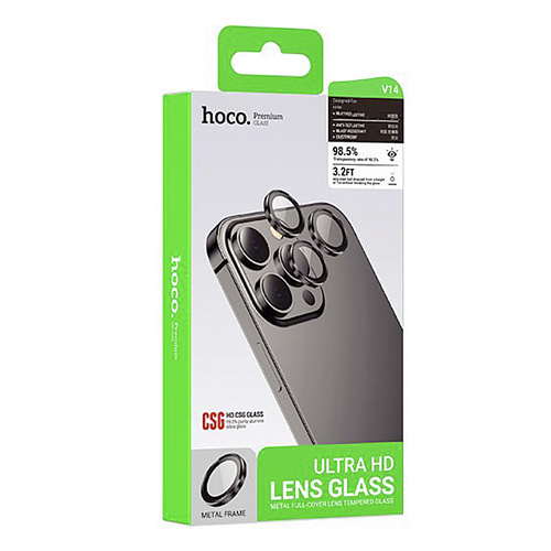Защитное стекло для iPhone 16 Pro/16 Pro Max, V14, HOCO, на заднюю камеру, черный