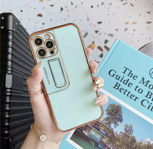 Чехол силиконовый для iPhone 13 mini (5.4), глянцевый с подставкой, X-CASE, бирюзовый