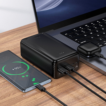 Универсальный Доп. Аккумулятор 30000mAh, J165B, HOCO, 2 USB (5V/2.0A), черный