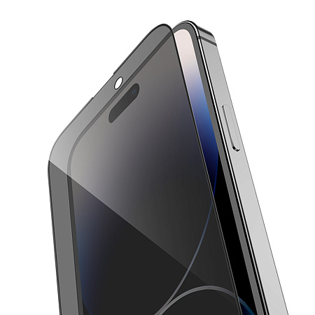 Защитное стекло на iPhone 13 (6.1)/13 Pro/14/16e, G11, HOCO, Full screen HD privacy protection tempered glass, черное