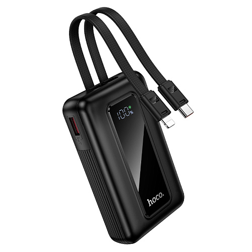 Универсальный Доп. Аккумулятор 10000mAh, J162, HOCO, выход: 1 USB (22.5) 1 PD (20W) кабель: Type-C, Lightning, черный