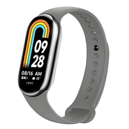 Ремешок на руку для Mi band 8/9, силиконовый, серый