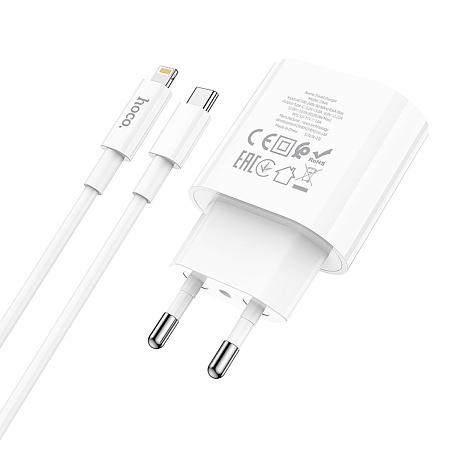 Сетевое зарядное устройство, 1 PD 20W (C94A), HOCO, Type-C to Lightning, белый