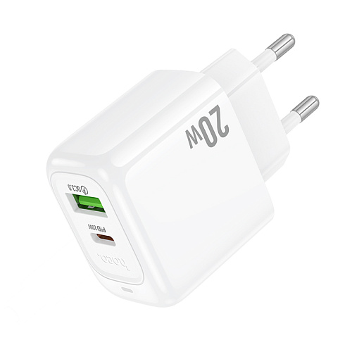 Сетевое зарядное устройство, 1 PD 20W + 1 USB 3.0 QC (CS54A), HOCO, белый
