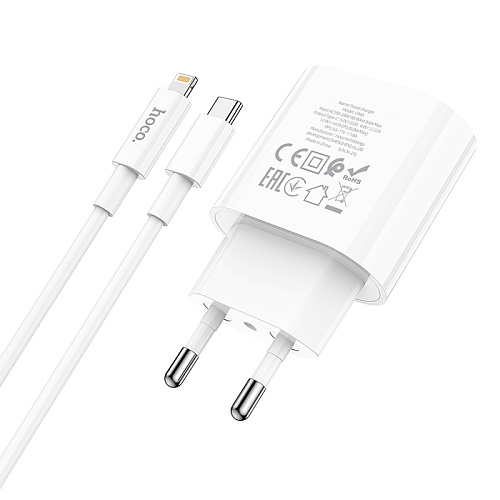 Сетевое зарядное устройство, 1 PD 20W (C94A), HOCO, Type-C to Lightning, белый