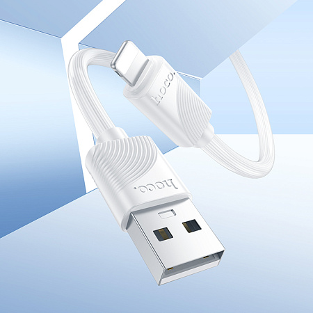 USB дата кабель Lightning, HOCO, X114, 1 метр, ток до 2.4А, цвет белый