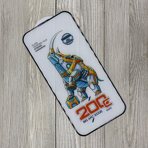 Защитное стекло на iPhone 16 Pro/17, носорог, с сеточкой для динамика, черное, X-CASE