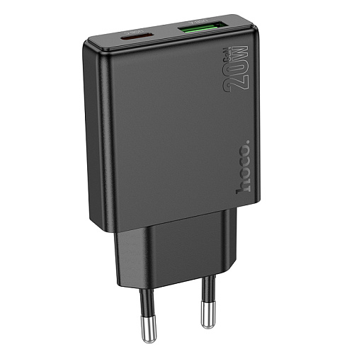 Сетевое зарядное устройство, 1 PD 20W + 1 USB 3.0 QC (N38), HOCO, черный