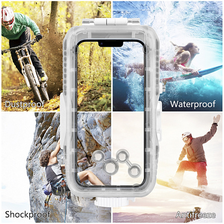 Чехол для дайвинга для IPhone 15 Pro Max/15Pl/14M/14Pl/13PM/12PM/11PM, 40 м погружение, вакуумный,PULUZ