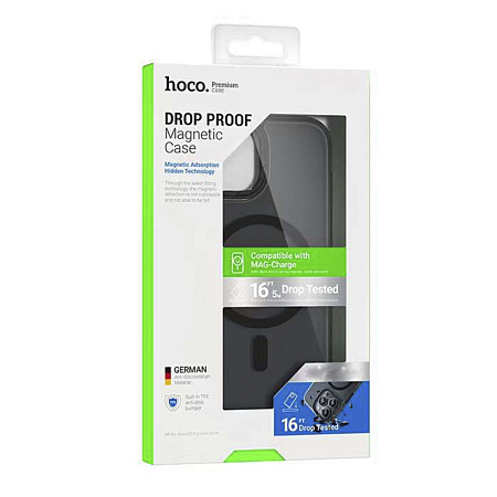 Чехол для iPhone 15, TPU+PC board + TPE, Магнитный (MagSafe), AS2, HOCO, черный