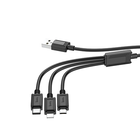 USB дата кабель Lightning+Micro+Type-C, X74, HOCO, черный