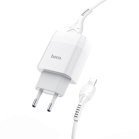 Сетевое зарядное устройство, 2 USB 2.4A (C73A), HOCO, Lightning, белый