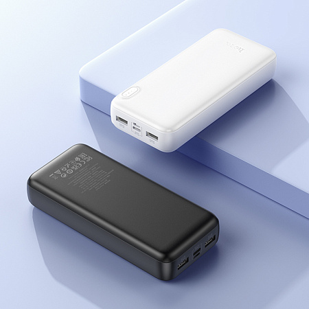Универсальный Доп. Аккумулятор 20000mAh, J128A, HOCO, выход: 2 USB (5V/2A), белый