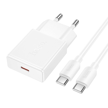 Сетевое зарядное устройство, 1 PD 25W (N74), HOCO, Type-C to Type-C, белый