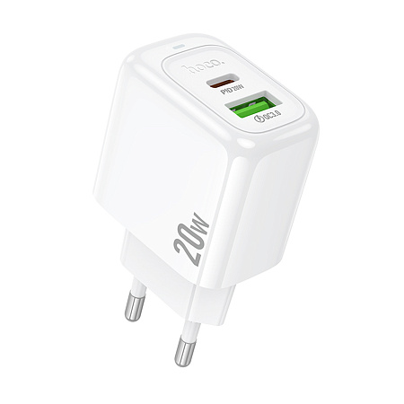 Сетевое зарядное устройство, 1 USB 3.0 QC+1 PD 20W (CS54A), HOCO, белый