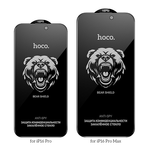 Защитное стекло для iPhone 16 Pro Max, A777 Plus, HOCO, антишпионское, черное