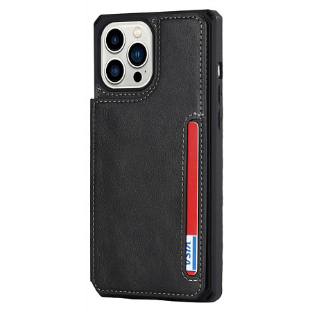 Чехол силиконовый для iPhone 12 (6.1)/12 PRO (6.1), с карманами для карт, противоударный, экокожа, DU DU, черный