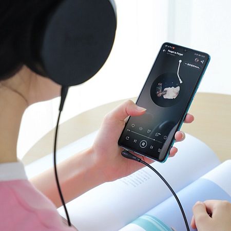 AUX Audio кабель 3,5 мм, UPA15, HOCO, угловой, черный