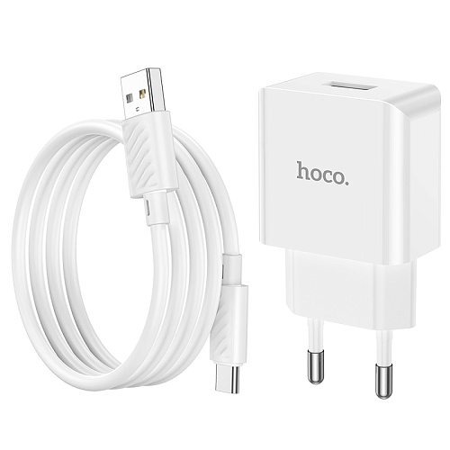 Сетевое зарядное устройство, 1 USB 2.1A (C106A), HOCO, Type-C, белый