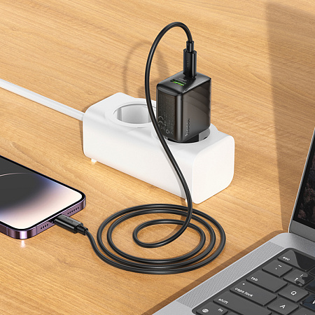 Сетевое зарядное устройство, 1 PD 20W + 1 USB 3.0 QC (CS25A), HOCO, черный