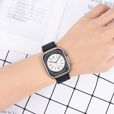 Ремешок на руку для Apple Watch 44/45/46/49 мм, HOCO, WA12, силиконовый ребристый, черный