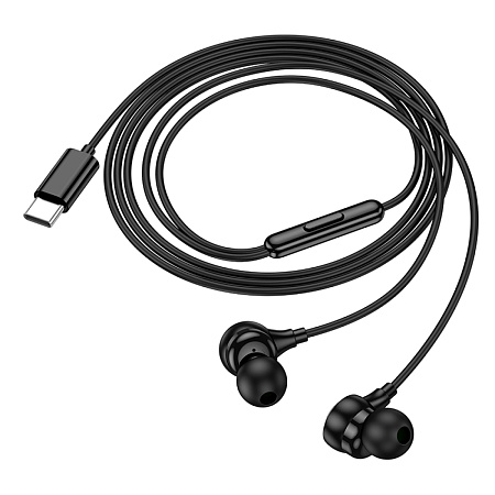 Проводные наушники M116, с микрофоном, Type-C, HOCO, вакуумные, черные