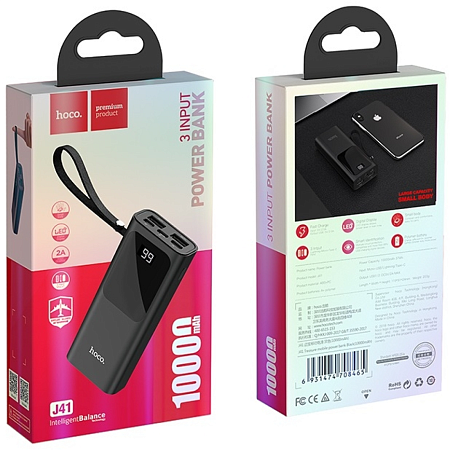 Универсальный Доп. Аккумулятор 10000mAh, J41, с диплеем, HOCO, черный