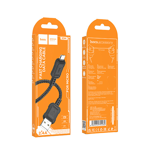 USB Кабель Micro, HOCO, X94, черный