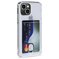 Чехол силиконовый для iPhone 13 (6.1), с карманом для карт, X-CASE, прозрачный