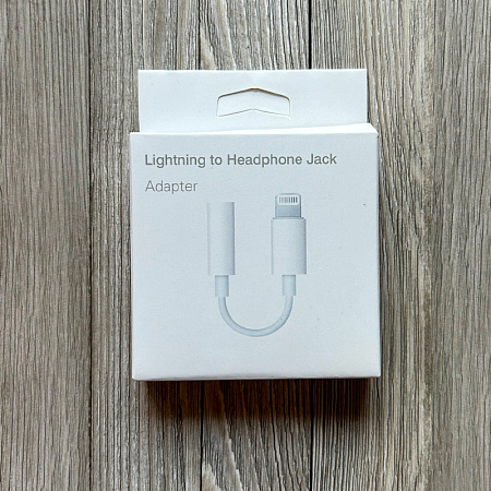 Переходник Lightning to наушники Jack, без bluetooth, музыка, без поддержки разговора, белый