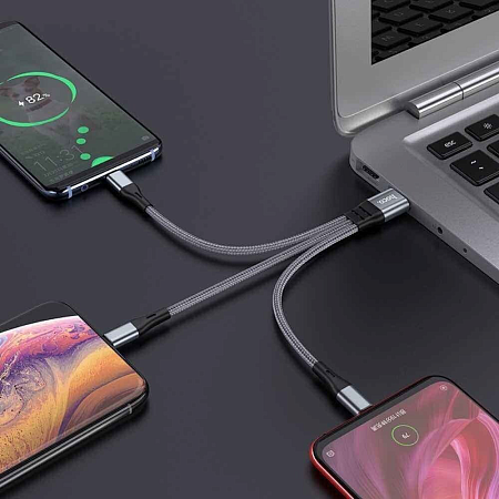 USB дата кабель Lightning+Micro+Type-C, X47, HOCO, черный