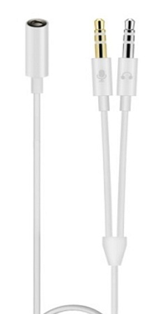 AUX переходник с 1 Jack на 2 (3,5 мм), (1 мама на 2 папы), MH029, белый