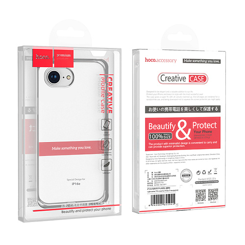 Чехол силиконовый для iPhone 16e, Light series TPU, HOCO, прозрачный