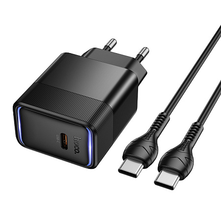 Сетевое зарядное устройство, 1 PD 40W (CS113A), HOCO, Type-C to Type-C, черный