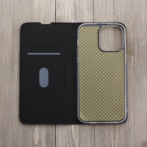 Чехол-книжка для iPhone 15 Pro Max, X-CASE, боковой, черный