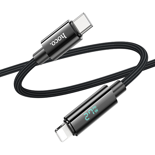 Кабель Lightning to Type-C (PD) с дисплеем, HOCO, U125, 1.2м, черный