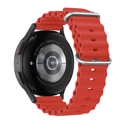 Ремешок на руку универсальный для умных часов 20мм, HOCO, WH01, силиконовый ребристый, красный